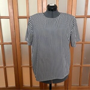 Vintage Striped Navy and White Blouse